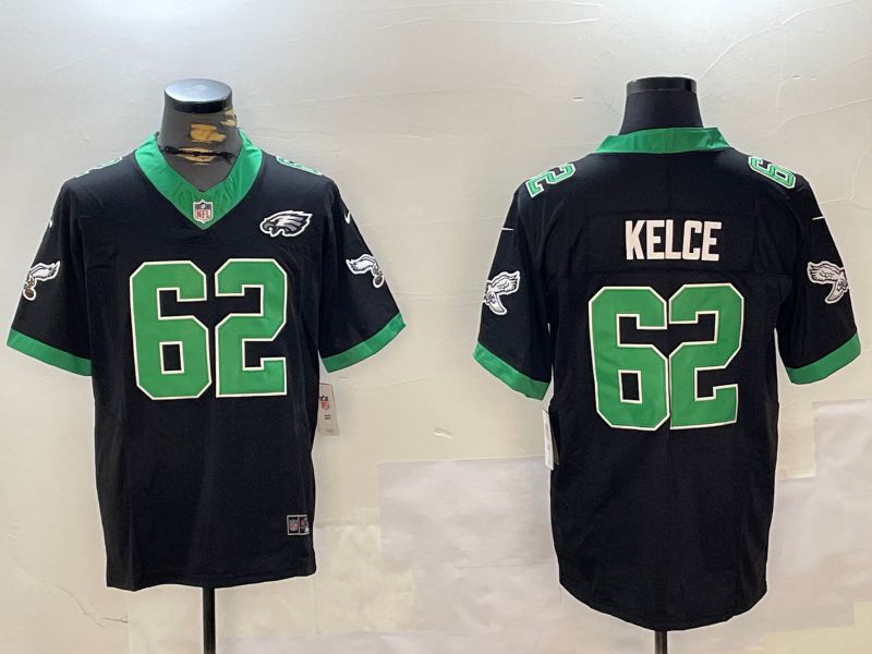 Men Philadelphia Eagles #62 Kelce Black Three generation 2024 Nike Limited NFL Jersey style 2->philadelphia eagles->NFL Jersey